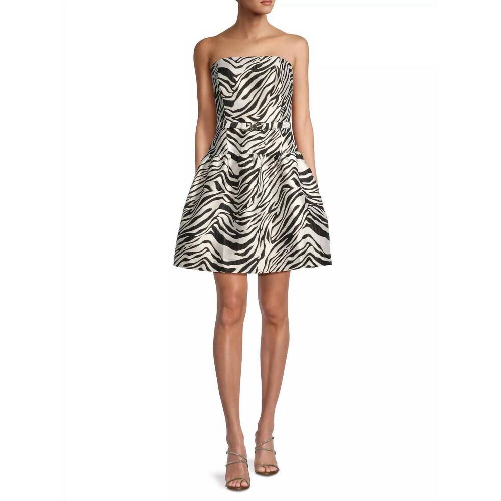 NEW LILLY PULITZER akela strapless jacquard dress in black zebra - Picture 5 of 6